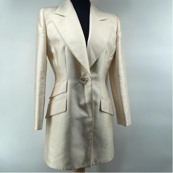 Badgley Mischka blazer suit jacket champagne cream Color Sheen event bridal sz 6 - Picture 8 of 14